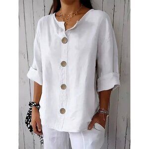Plain Long Sleeve Button Casual Shirt